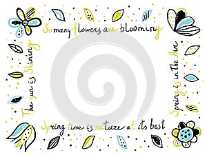 Spring vector background with lettering and doodle element.